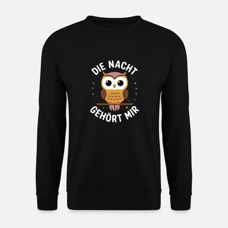 Nachteule Eule Eulen Vogel - Unisex Pullover - Schwarz