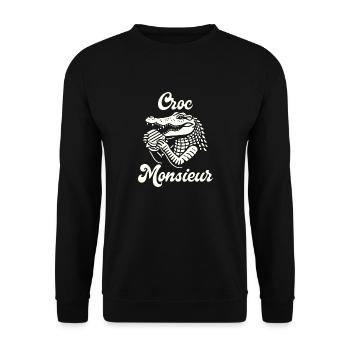 Croque Monsieur Crocodile Croc Monsieur French - Unisex Sweatshirt - black - Front - Alina (178cm) & Michal (187cm)