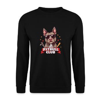 Pitbull Club – Muskelpaket auf vier Pfoten! - Unisex Pullover - Schwarz - Vorne - Alina (178cm) & Michal (187cm)