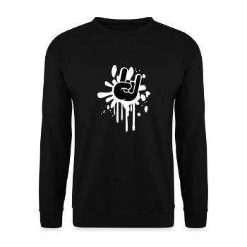 Heavy Metal Hard Rock Graffiti Horns Hand Gesture - Unisex Sweatshirt - black - Front - Alina (178cm) & Michal (187cm)