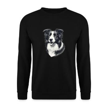Border Collie Niedlich Hund schwarz weiß - Unisex Pullover - Schwarz - Vorne - Alina (178cm) & Michal (187cm)