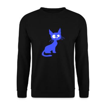 Crazy Cat Squints Funny Eyes Grimace Fun - Unisex Sweatshirt - black - Front - Alina (178cm) & Michal (187cm)