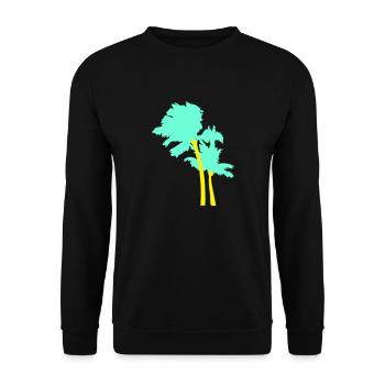 2 Palmen Insel Baum Strand Urlaub Kokosnuss Meer - Unisex Pullover - Schwarz - Vorne - Alina (178cm) & Michal (187cm)