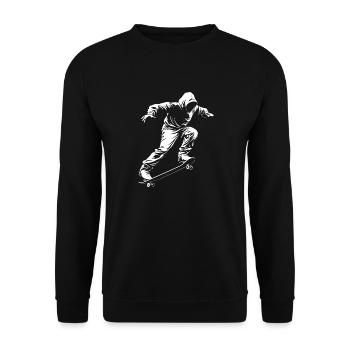 Skater im Sprung - Unisex Pullover - Schwarz - Vorne - Alina (178cm) & Michal (187cm)