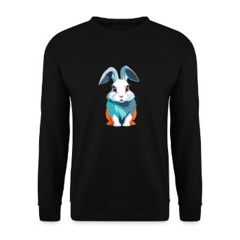 Kaninchen Vektor Kunst mit lebendigen Farben Illustration - Unisex Pullover - Schwarz - Vorne - Alina (178cm) & Michal (187cm)