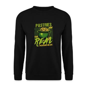 Das Gebäck am St. Patricks Day ist der wahre Schatz - Unisex Pullover - Schwarz - Vorne - Alina (178cm) & Michal (187cm)