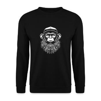 bärtiger Hipster-Affe - Unisex Pullover - Schwarz - Vorne - Alina (178cm) & Michal (187cm)