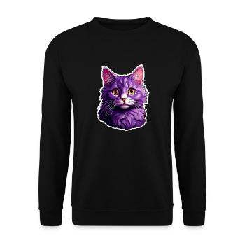 Cat modern design - Unisex Sweatshirt - black - Front - Alina (178cm) & Michal (187cm)