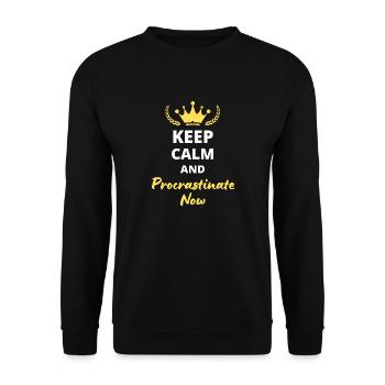 “Keep Calm and Procrastinate Now” - Humour et flem - Sweat-shirt Unisexe - noir - Devant - Alina (178cm) & Michal (187cm)