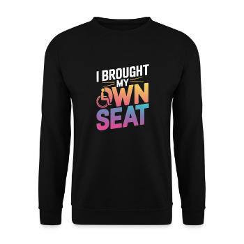 Fauteuil roulant Fauteuil roulant Handicapé Humour - Sweat-shirt Unisexe - noir - Devant - Alina (178cm) & Michal (187cm)