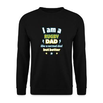 Ich bin ein Papa RUGBYMAN, Vatertagsgeschenk - Unisex Pullover - Schwarz - Vorne - Alina (178cm) & Michal (187cm)
