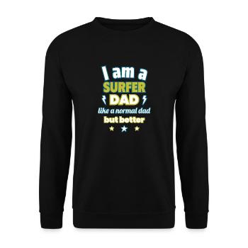 Papa SURFEUR, Cadeau de fête des pères, Surf, Sports - Sweat-shirt Unisexe - noir - Devant - Alina (178cm) & Michal (187cm)