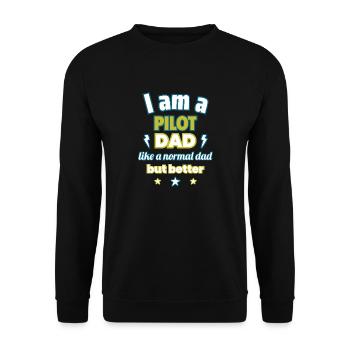 Papa PILOT,Vatertagsgeschenk, Fliegen,Humor,Sport - Unisex Pullover - Schwarz - Vorne - Alina (178cm) & Michal (187cm)
