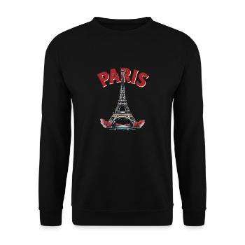 Eiffel Tower, Paris, retro - Unisex Sweatshirt - black - Front - Alina (178cm) & Michal (187cm)