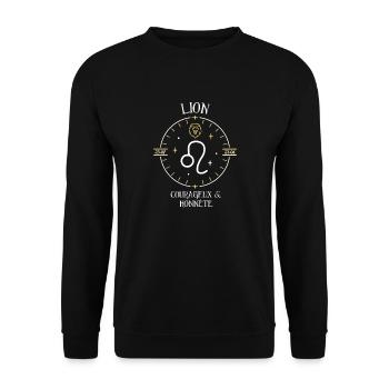 Du signe du Lion - Courageux et honnête - Sweat-shirt Unisexe - noir - Devant - Alina (178cm) & Michal (187cm)