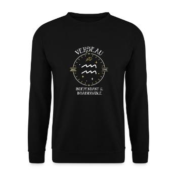 Du signe du Verseau - Indépendant et insaisissable - Sweat-shirt Unisexe - noir - Devant - Alina (178cm) & Michal (187cm)