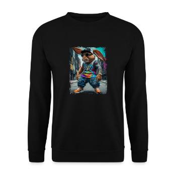 hip hop Rabbit rapper - Unisex Sweatshirt - black - Front - Alina (178cm) & Michal (187cm)