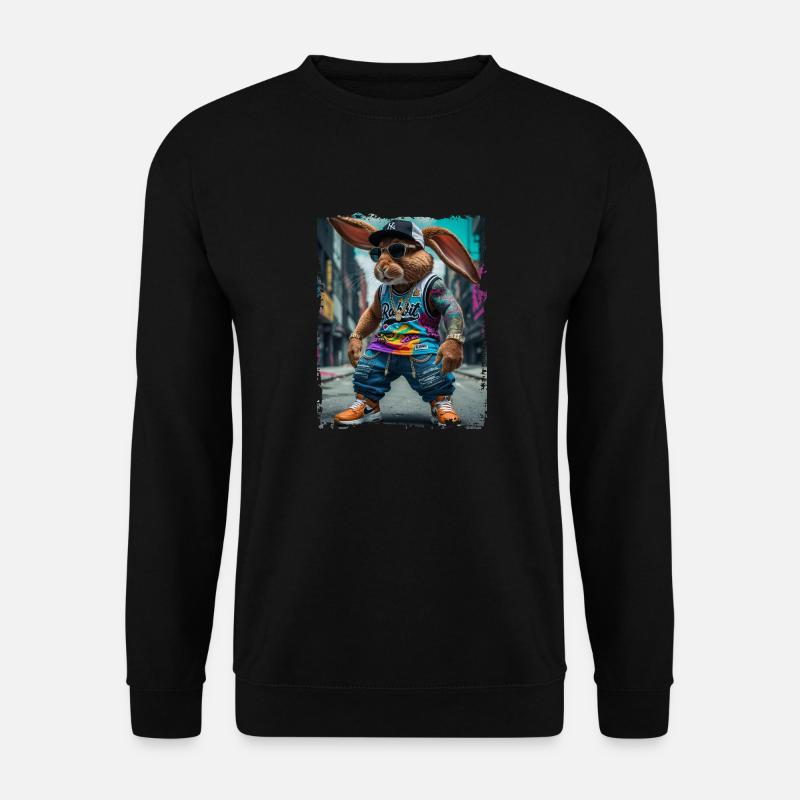 hip hop Rabbit rapper - Unisex Sweatshirt - black