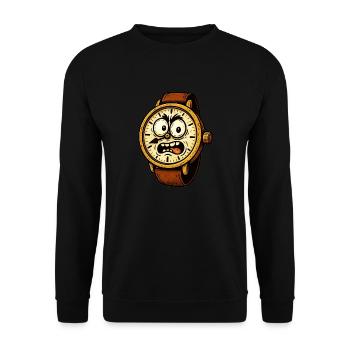 Une montre-bracelet de bande dessinée qui a l’air aigre - Sweat-shirt Unisexe - noir - Devant - Alina (178cm) & Michal (187cm)