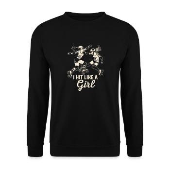 Je frappe comme une fille Roller Derby - Sweat-shirt Unisexe - noir - Devant - Alina (178cm) & Michal (187cm)