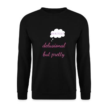 Wahnhaft, aber hübsch – Y2K Soft Girl Selbstvertrauen T - Unisex Pullover - Schwarz - Vorne - Alina (178cm) & Michal (187cm)
