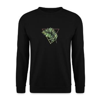 tropisches Eukalyptus-Palmenblatt-Aquarell - Unisex Pullover - Schwarz - Vorne - Alina (178cm) & Michal (187cm)