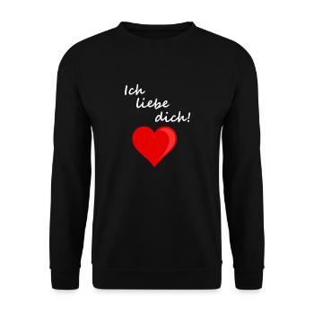 Ich liebe dich! Love Herz Heart - Unisex Pullover - Schwarz - Vorne - Alina (178cm) & Michal (187cm)