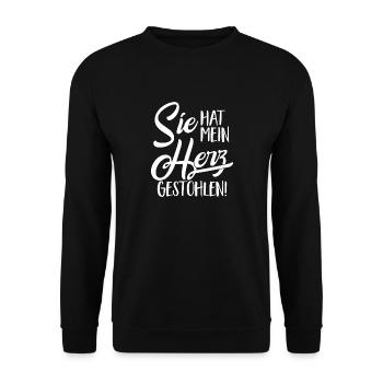 Sie hat mein herz gestohlen - Valentinstag Partner - Unisex Pullover - Schwarz - Vorne - Alina (178cm) & Michal (187cm)