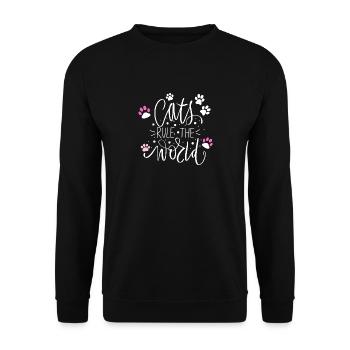 cats rule the world - Unisex Sweatshirt - black - Front - Alina (178cm) & Michal (187cm)
