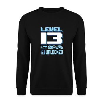 13. Geburtstagsgeschenk Jungen Mädchen Spieler 13 Jahre alt - Unisex Pullover - Schwarz - Vorne - Alina (178cm) & Michal (187cm)