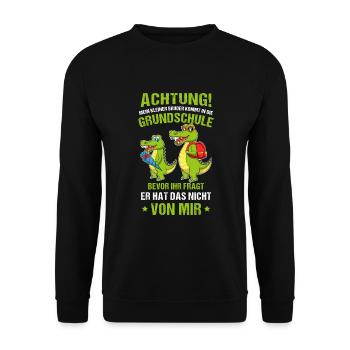 Schulanfang Einschulung 1 Klasse Grundschule - Unisex Pullover - Schwarz - Vorne - Alina (178cm) & Michal (187cm)