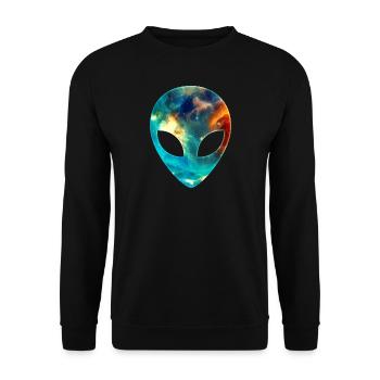 Alien, Kopf, Emoji, Galaxy Style - Unisex Pullover - Schwarz - Vorne - Alina (178cm) & Michal (187cm)