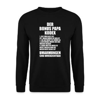 Bonus Papa Familie Bonus-Papa Geschenk - Unisex Pullover - Schwarz - Vorne - Alina (178cm) & Michal (187cm)