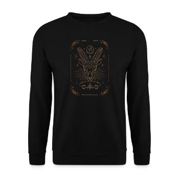 Zeichen Steinbock: Sternbild Tierkreis - Unisex Pullover - Schwarz - Vorne - Alina (178cm) & Michal (187cm)