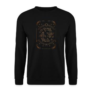 Fische-Zeichen: Sternbild - Unisex Pullover - Schwarz - Vorne - Alina (178cm) & Michal (187cm)