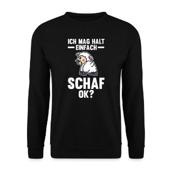 Schaf Landwirt Schafhalter Geschenk - Unisex Pullover - Schwarz - Vorne - Alina (178cm) & Michal (187cm)