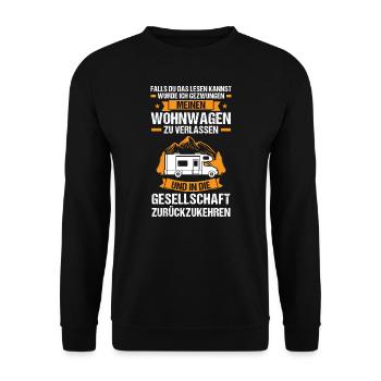 Campen Camping Camper Geschenk - Unisex Pullover - Schwarz - Vorne - Alina (178cm) & Michal (187cm)