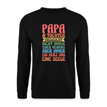 Papa & Tochter Familie Vater Geschenk - Unisex Pullover - Schwarz - Vorne - Alina (178cm) & Michal (187cm)