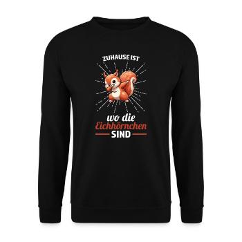 Eichhörnchen Tier Eichhörnchenliebhaber Geschenk - Unisex Pullover - Schwarz - Vorne - Alina (178cm) & Michal (187cm)