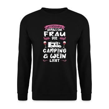 Campen Wein Campingplatz Geschenk - Unisex Pullover - Schwarz - Vorne - Alina (178cm) & Michal (187cm)