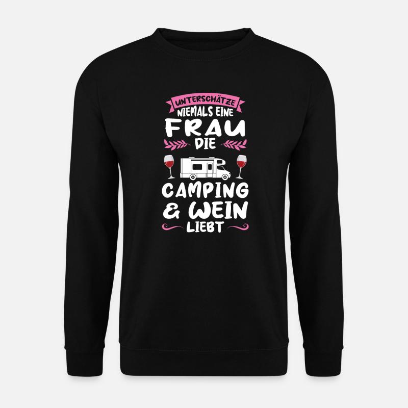Campen Wein Campingplatz Geschenk - Unisex Pullover - Schwarz