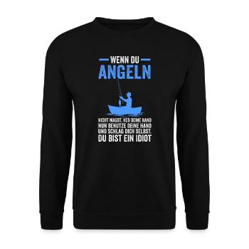 Angeln Fische Fischer Geschenk - Unisex Pullover - Schwarz - Vorne - Alina (178cm) & Michal (187cm)