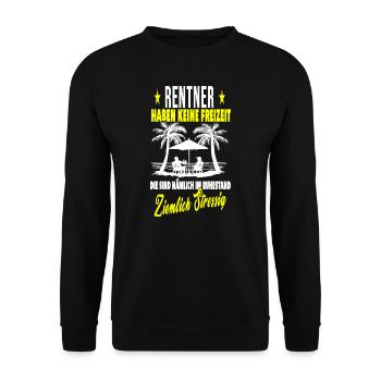Rente Ruhestand Rentner Geschenk - Unisex Pullover - Schwarz - Vorne - Alina (178cm) & Michal (187cm)