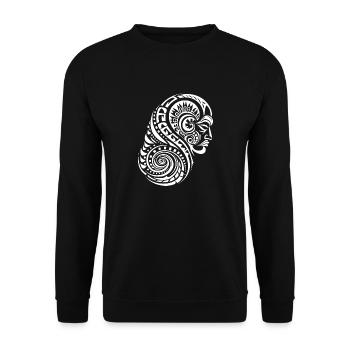 Komplexes Maori Tattoo Design Kiwi Erbe Tinte - Unisex Pullover - Schwarz - Vorne - Alina (178cm) & Michal (187cm)