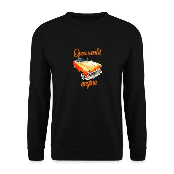 Open world engine Cabriolet Spruch gaming Cabrio - Unisex Sweatshirt - black - Front - Alina (178cm) & Michal (187cm)