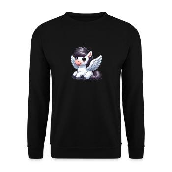 Cheval mignon en tant qu’ange dessin animé - Sweat-shirt Unisexe - noir - Devant - Alina (178cm) & Michal (187cm)