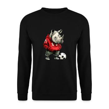 Nashorn Fussballer rot - Unisex Pullover - Schwarz - Vorne - Alina (178cm) & Michal (187cm)