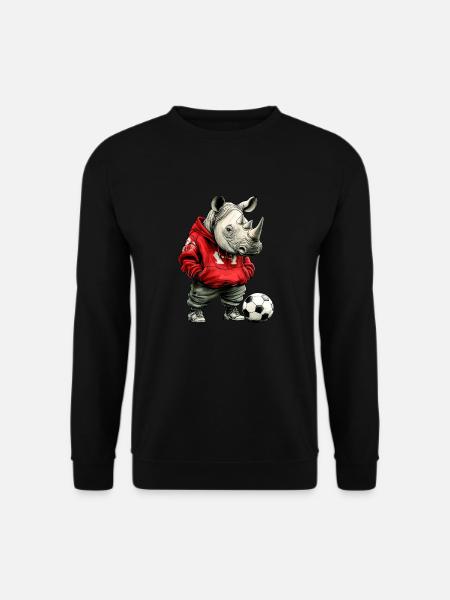 Nashorn Fussballer rot - Unisex Pullover - Schwarz