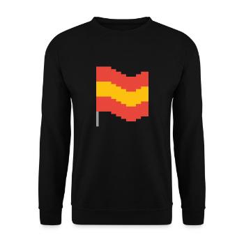 Spanien Flagge Pixel Art - Unisex Pullover - Schwarz - Vorne - Alina (178cm) & Michal (187cm)