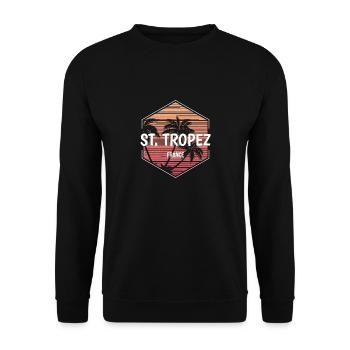 Saint Tropez Beach Vacation Souvenir - Unisex Sweatshirt - black - Front - Alina (178cm) & Michal (187cm)